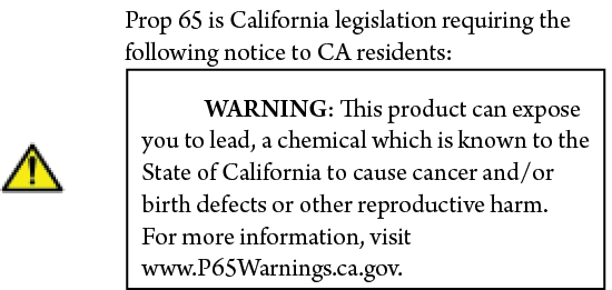 Prop 65 Notice to CA Residents